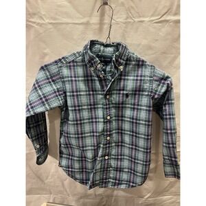 Polo Ralph Lauren Boys' Sz 4 4T Long Sleeve Madras Plaid Button Front Shirt